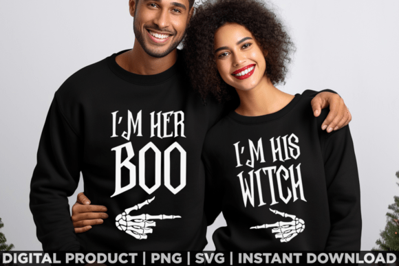 Couple Halloween His Witch Her Boo
