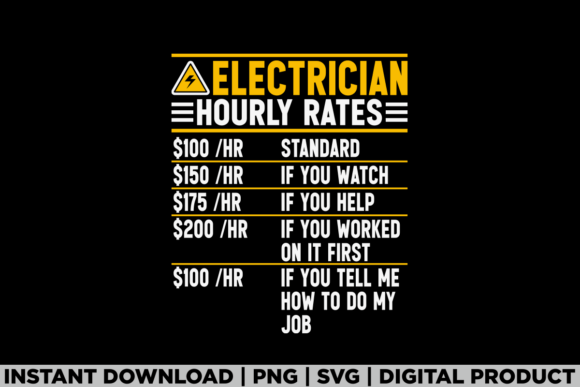 Labor Day Electrician Hourly Rates Line Graphics