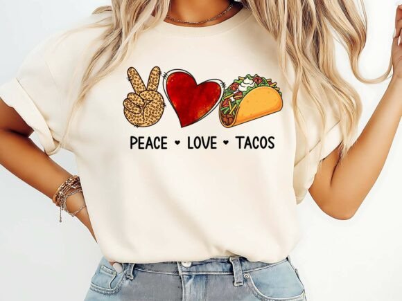Peace Love Tacos Foodie Funny T-Shirt Graphics